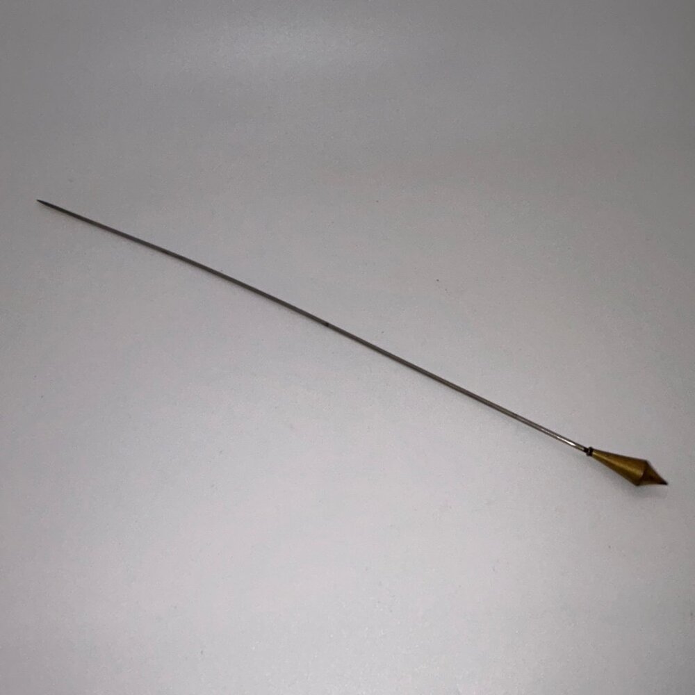 Antique Gold-Tone Hat Pin Victorian Edwardian 1900s Estate Millinery 10 inch - Picture 9 of 10